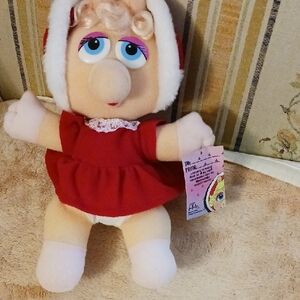 Baby Miss Piggy By Mcdonalds Adorable Red and White Stuffed Animal